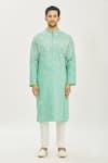 Buy Priyanka Haralalka Green Handloom Cotton French Knot Embroiderey Kurta And Churidar Pant Set Online at Aza Fashions Buy_Priyanka Haralalka_Green Handloom Cotton French Knot Embroiderey Kurta And Churidar Pant Set _Online_at_Aza_Fashions