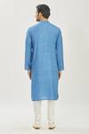 Shop_Priyanka Haralalka_Blue Bhagalpur Embroidered Kantha Work Kurta And Churidar Pant Set _at_Aza_Fashions