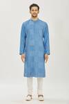 Buy_Priyanka Haralalka_Blue Bhagalpur Embroidered Kantha Work Kurta And Churidar Pant Set _Online_at_Aza_Fashions