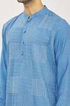Priyanka Haralalka_Blue Bhagalpur Embroidered Kantha Work Kurta And Churidar Pant Set _at_Aza_Fashions