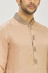 Mapxencars_Pink Silk Embroidery Plain Kurta Set  _at_Aza_Fashions