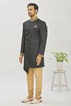 Buy_Mapxencars_Black Silk Embroidery Floral Zardozi Sherwani Set  _Online_at_Aza_Fashions