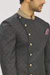 Mapxencars_Black Silk Embroidery Floral Zardozi Sherwani Set  _at_Aza_Fashions