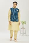 Buy_Seirra Thakur_Blue Silk Woven Floral Bundi _at_Aza_Fashions