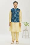 Buy_Seirra Thakur_Blue Silk Woven Floral Bundi _Online_at_Aza_Fashions