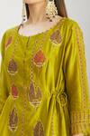 Shop_Sozenkari_Green Organza, Chiffon, Silk Chanderi Bead Hand Embroidered Anarkali Sharara Set _Online_at_Aza_Fashions
