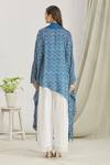 Shop_Paksh_Blue Silk Printed Bandhani Cowl Neck Kurta And Palazzo Set  _at_Aza_Fashions