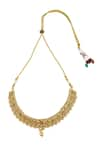 Samyukta Singhania_Gold Plated Stones Floral Motif Carved Necklace Set _Online_at_Aza_Fashions