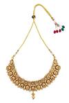 Samyukta Singhania_Gold Plated Stones Floral Carved Necklace Set _Online_at_Aza_Fashions