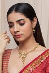 Buy_Samyukta Singhania_Gold Plated Stones Cutwork Pendant Necklace Set _Online_at_Aza_Fashions