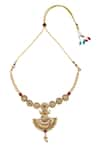 Samyukta Singhania_Gold Plated Stones Floral Carved Necklace Set _Online_at_Aza_Fashions