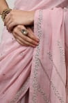 Shop_Rhua India_Pink Saree Chanderi Blouse Satin Petticoat Cotton Silk With  _Online_at_Aza_Fashions