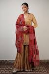 Buy_Rhua India_Gold Kurta And Sharara Banarasi Tissue Silk Dupatta Organza Set  _at_Aza_Fashions