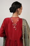 Shop Rhua Red Anarkali Chanderi And Organza Sharara Chanderi Dupatta Embroidered Set Online at Aza Fashions Shop_Rhua_Red Anarkali Chanderi And Organza Sharara Chanderi Dupatta Embroidered Set _Online_at_Aza_Fashions