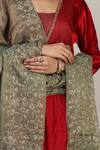Shop_Rhua_Red Organza, Chanderi, Cotton Silk, Gaji Silk, Embroidered Anarkali Pant Set_Online_at_Aza_Fashions