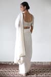 Shop Rhua White Chanderi Aari, Zardozi Plunge V Neck Gota Embroidered Saree With Blouse at Aza Fashions Shop_Rhua_White Chanderi Aari, Zardozi Plunge V Neck Gota Embroidered Saree With Blouse _at_Aza_Fashions
