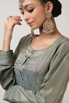 Shop_Rhua India_Green Kurta Silk Churidar Cotton Silk Dupatta Tissue Chanderi Set  _Online_at_Aza_Fashions