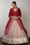 Buy_Rhua India_Pink Lehenga Tissue Chanderi Blouse Raw Silk Dupatta Organza Set _at_Aza_Fashions