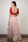 Shop_Rhua India_Pink Lehenga Tissue Chanderi Blouse Raw Silk Dupatta Organza Set _at_Aza_Fashions