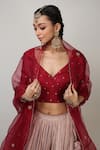 Buy_Rhua India_Pink Lehenga Tissue Chanderi Blouse Raw Silk Dupatta Organza Set _Online_at_Aza_Fashions