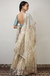Shop_Rhua India_Gold Lehenga Banarasi Tissue Blouse Raw Silk Dupatta Floral Set _at_Aza_Fashions