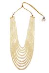 Shop_Ruby Raang_Gold Pearls, Beads Layered Necklace _at_Aza_Fashions