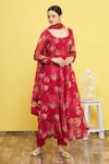 Buy_Samyukta Singhania_Red Chiffon Floral Printed Anarkali Set _Online_at_Aza_Fashions