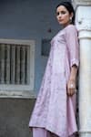 Buy Kameez Purple Kurta - Chanderi, Pant - Cotton Floral Round And Set Online at Aza Fashions Buy_Kameez_Purple Kurta - Chanderi, Pant - Cotton Floral Round And Set _Online_at_Aza_Fashions