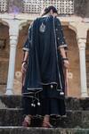 Shop_Kameez_Black Dupatta - Chiffon, Inner Dress - Mulmul, Kurta - Gota Work And Set _at_Aza_Fashions