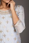 Shop Kameez Blue Dupatta - Chiffon, Inner Dress - Mulmul, Kurta - Chanderi Floral And Set Online at Aza Fashions Shop_Kameez_Blue Dupatta - Chiffon, Inner Dress - Mulmul, Kurta - Chanderi Floral And Set _Online_at_Aza_Fashions