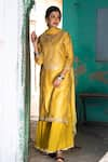 Buy_Kameez_Yellow Kurta - Soft Silk Chanderi Embroidered Floral Gota Work Sharara Set _Online_at_Aza_Fashions