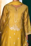 Shop_Kameez_Yellow Kurta - Soft Silk Chanderi Embroidered Floral Gota Work Sharara Set _Online_at_Aza_Fashions