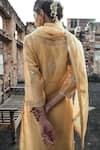 Shop_Kameez_Yellow Dupatta - Chiffon, Inner Dress - Mulmul, Kurta - Chanderi Floral And Set _at_Aza_Fashions