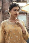 Kameez_Yellow Dupatta - Chiffon, Inner Dress - Mulmul, Kurta - Chanderi Floral And Set _Online_at_Aza_Fashions