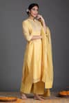Kameez_Yellow Dupatta - Kota Doriya, Kurta - Chanderi, Pant - Cotton Embroidered Set _Online_at_Aza_Fashions