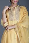 Shop_Kameez_Yellow Dupatta - Kota Doriya, Kurta - Chanderi, Pant - Cotton Embroidered Set _Online_at_Aza_Fashions
