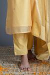 Kameez_Yellow Dupatta - Kota Doriya, Kurta - Chanderi, Pant - Cotton Embroidered Set _at_Aza_Fashions
