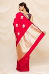 Shop_Taba Kashi By Artika Shah_Red Pure Katan Silk Floral Motifs Woven Saree_at_Aza_Fashions