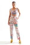 Buy_Cin Cin_Multi Color Cotton Print Geometric Cowl Romana Top And Pant Set _at_Aza_Fashions