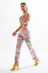 Cin Cin_Multi Color Cotton Print Geometric Cowl Romana Top And Pant Set _Online_at_Aza_Fashions