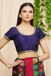 Samyukta Singhania_Blue Solid Blouse_Online_at_Aza_Fashions