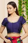 Buy_Samyukta Singhania_Blue Solid Blouse_Online_at_Aza_Fashions