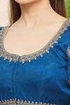 Samyukta Singhania_Blue Dupion Silk Floral Embroidered Blouse_at_Aza_Fashions