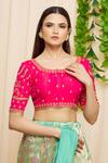 Buy_Samyukta Singhania_Pink Silk Floral Butti Embroidered Blouse_Online_at_Aza_Fashions