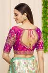 Samyukta Singhania_Pink Silk Embroidered Blouse_Online_at_Aza_Fashions