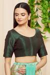Samyukta Singhania_Green Mulberry Silk Blouse_Online_at_Aza_Fashions