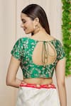 Shop_Khwaab by Sanjana Lakhani_Green Art Silk Embroidered Floral Scoop Neck Blouse _at_Aza_Fashions