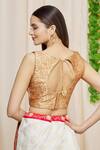Shop_Samyukta Singhania_Gold Jacquard Paisley Woven Blouse_at_Aza_Fashions