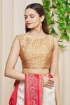 Buy_Samyukta Singhania_Gold Jacquard Paisley Woven Blouse_Online_at_Aza_Fashions