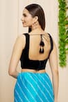 Shop_Samyukta Singhania_Black Velvet Plain Scoop Neck Sleeveless Blouse _at_Aza_Fashions